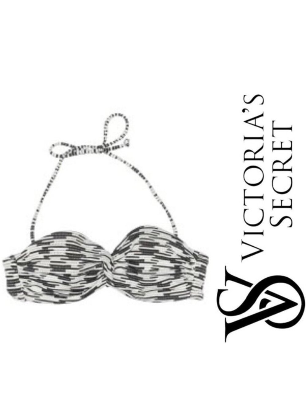 Victoria's Secret | Black & White Push Up Twist Bandeau Bikini Top | Size 34C